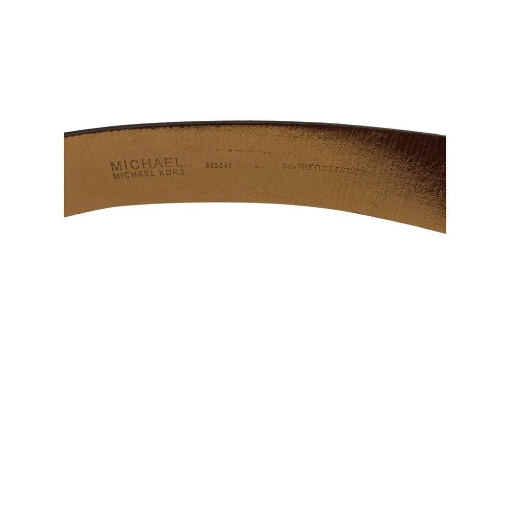 MICHAEL KORS BROWN‎ SIGNATURE BELT GOLD BUCKLE L NEW WITH TAG